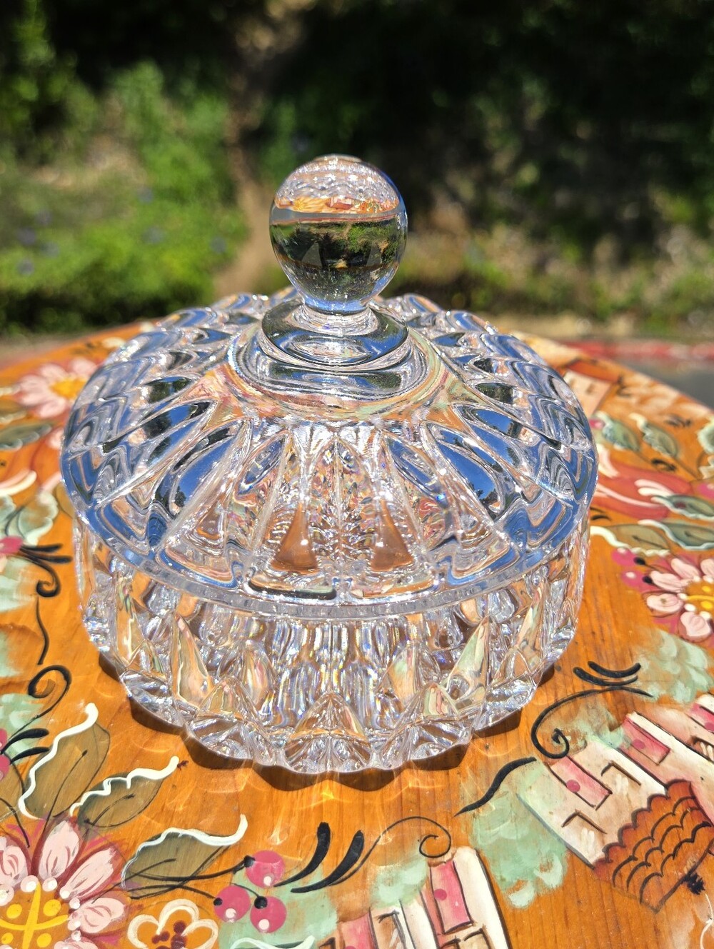 Gorham‎ Althea Clear Cut Crystal Candy Dish with Lid Made in West Germany VTG